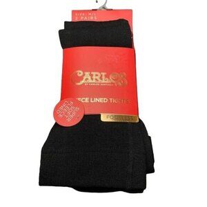 CARLOS SANTANA SUPER SOFT 2 PAIRS FLEECE LINED TIGHTS FOOTLESS  M/L BLACK